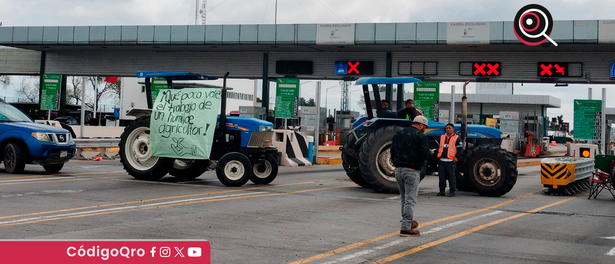 Productores del campo bloquearon la carretera federal México-Querétaro