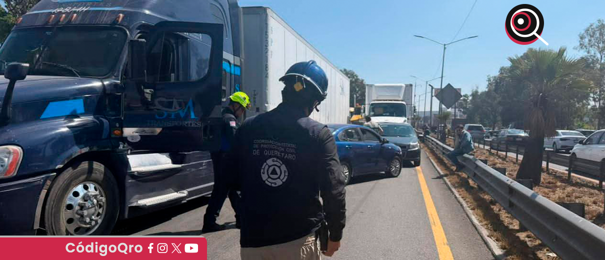 Cinco unidades involucradas en accidente sobre la México-Querétaro, a la altura de Av. Cimatario