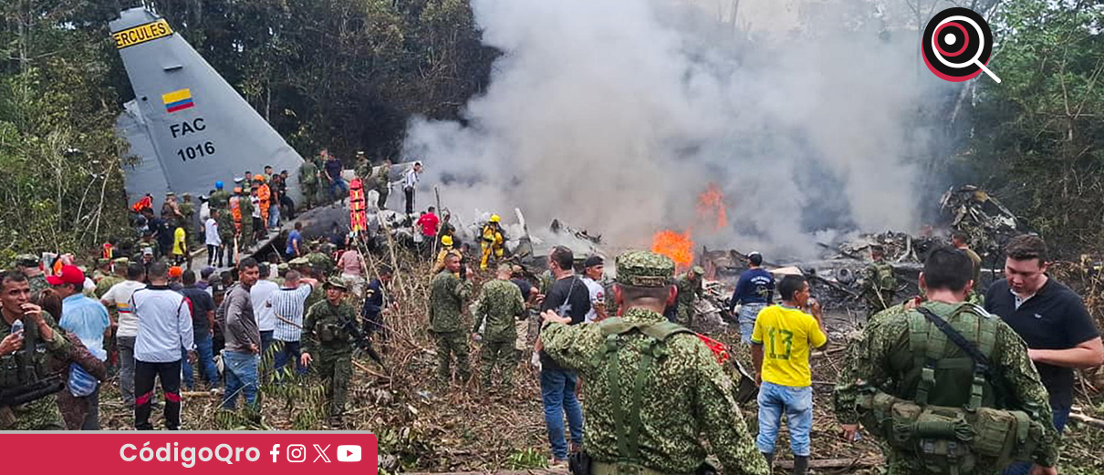 Suman 66 muertos por accidente de avión militar en Colombia
