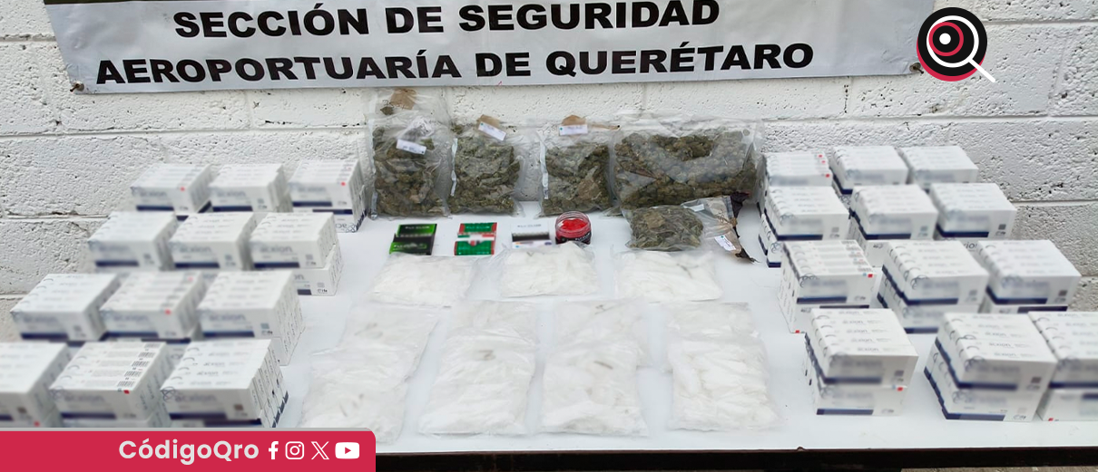 Colón, 5 kilos, metanfetamina, marihuana, sustancias, Querétaro, Gabinete de Seguridad, AIQ,
