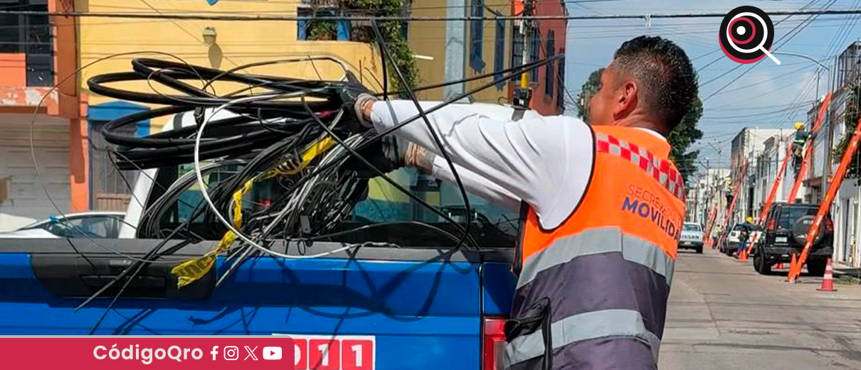 Querétaro, retiran, 10.15 toneladas, cableado en desuso,