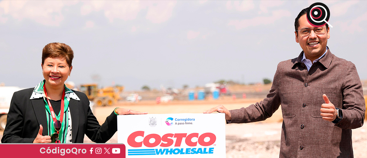 El presidente municipal de Corregidora, Chepe Guerrero, colocó la primera piedra de Costco
