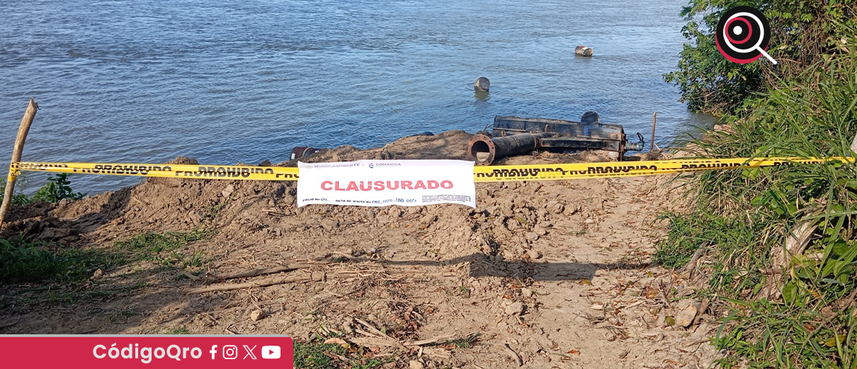Conagua clausura obras y extracciones ilegales en ríos de Tabasco