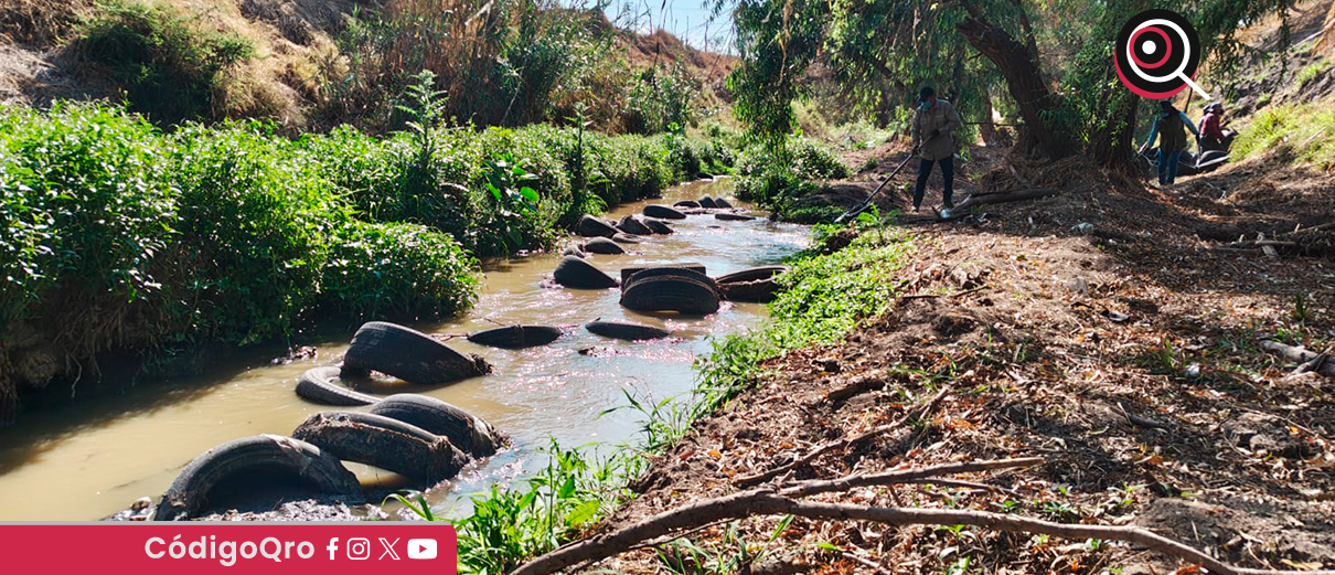 Conagua retira más de 300 llantas del río El Pueblito