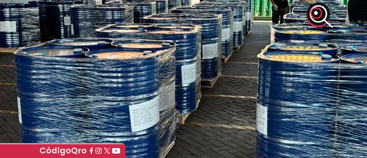 Fuerzas federales aseguraron 54 mil litros de sustancias para producir drogas sintéticas en Manzanillo, Colima