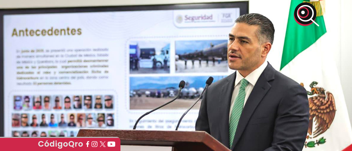 El secretario de Seguridad y Protección Ciudadana, Omar García Harfuch, confirmó el dsmantelamiento de una de las principales redes de huachicol