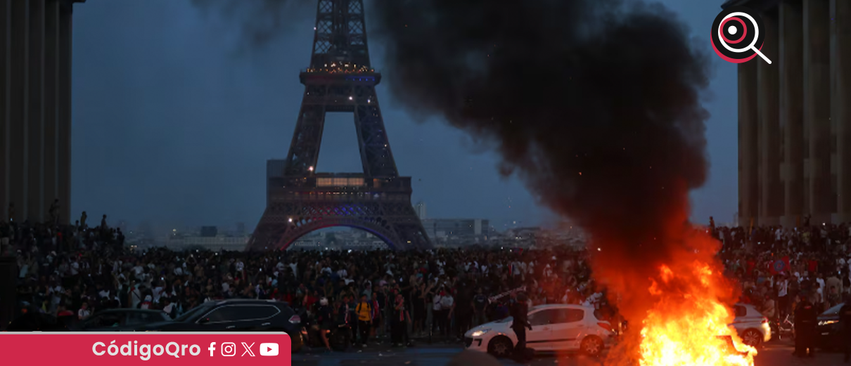 más de 400 detenidos, siete policías, heridos, festejos, PSG, Francia,