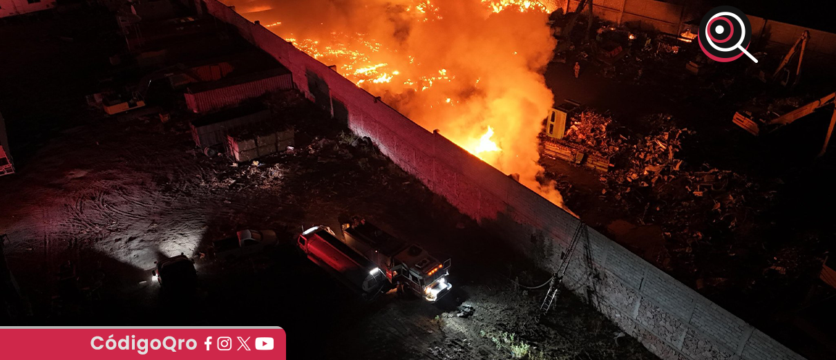 Rescatan a perritos, tras incendio en una recicladora en inmediaciones de la carretera 111