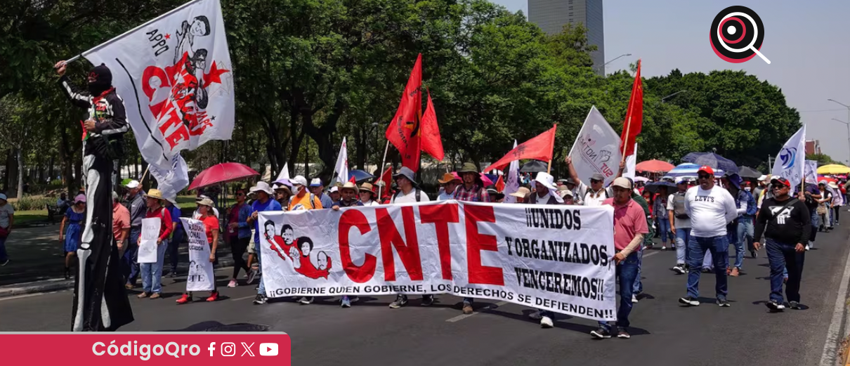 CNTE mantiene bloqueos en Reforma y marcha al Zócalo de la CDMX