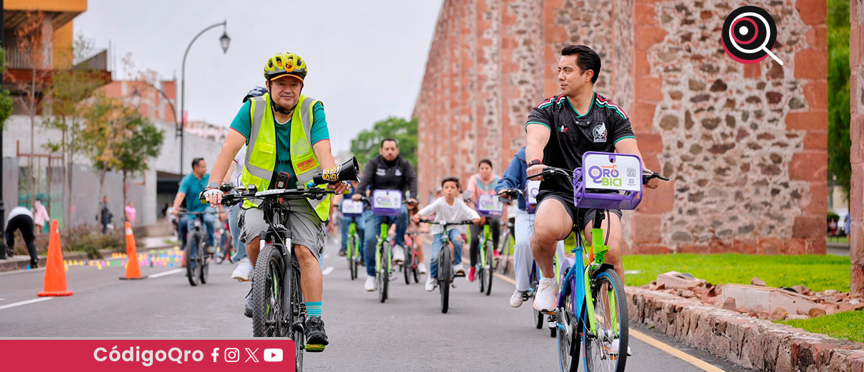 Celebran Día Mundial de la Bicicleta con rodada en los Arcos
