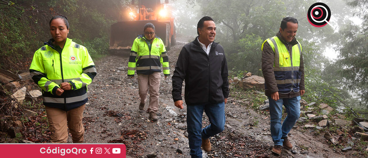 El secretario de Desarrollo Social, Luis Bernardo Nava Guerrero, recorrió la zona afectada en Pinal de Amoles