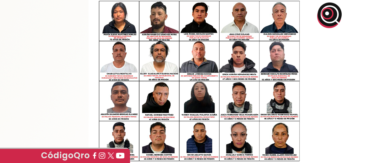 Operación "Enjambre", sentencias, mil 146 años, 20 personas, Edoméx, FGJEM,