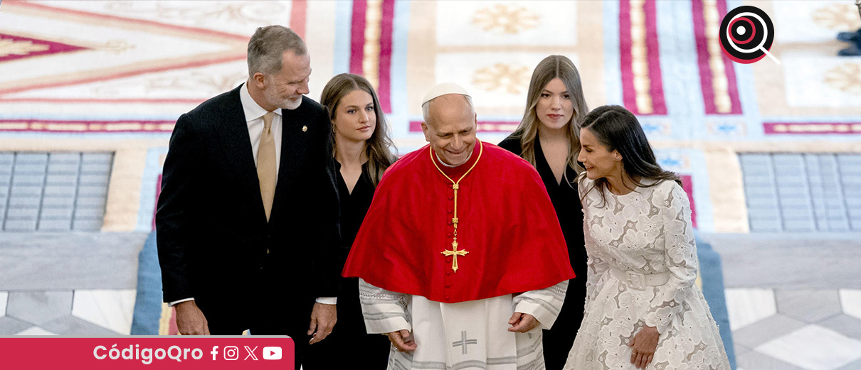 El papa León XIV fue recibido por los reyes de España