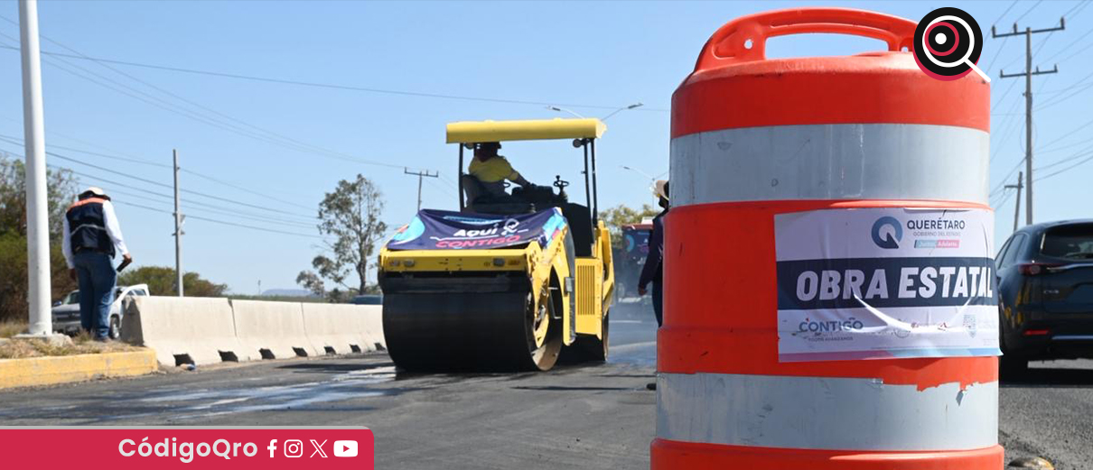 Rehabilitan carretera 200 frente al Aeropuerto Internacional de Querétaro