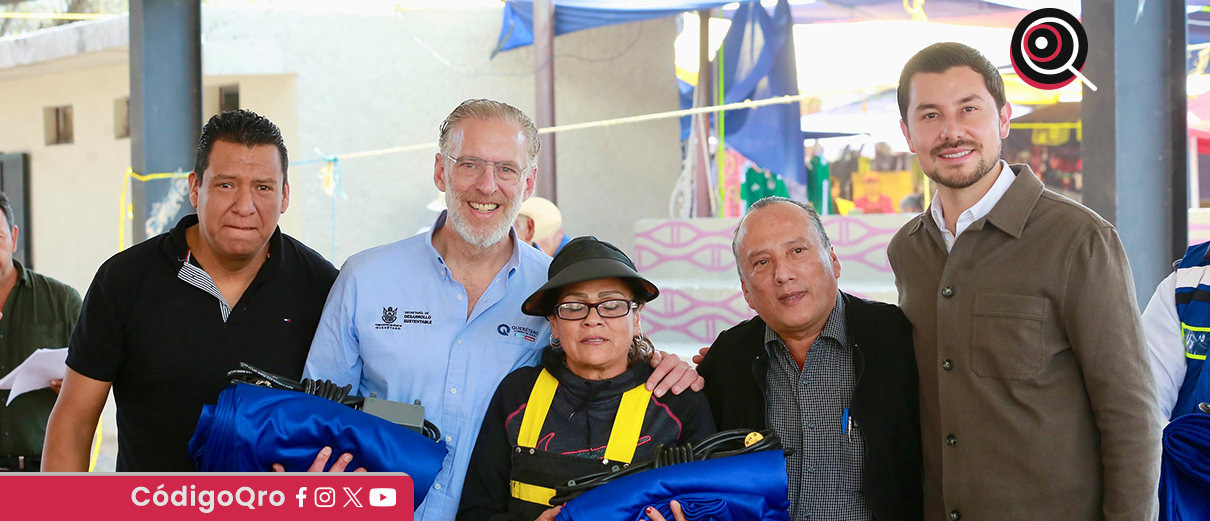 El titular de Sedesu, Marco Del Prete, entregó equipo a tianguistas de Tequisquiapan
