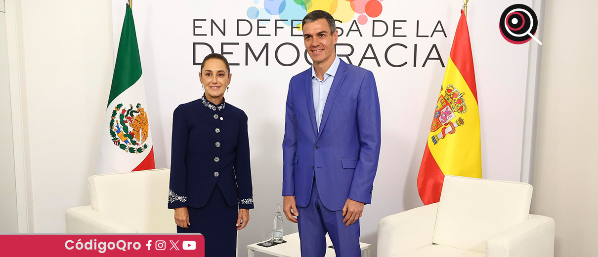 La presidenta de México, Claudia Sheinbaum, se reunió con el presidente del Gobierno de España, Pedro Sánchez. Foto: Agencia EFE
