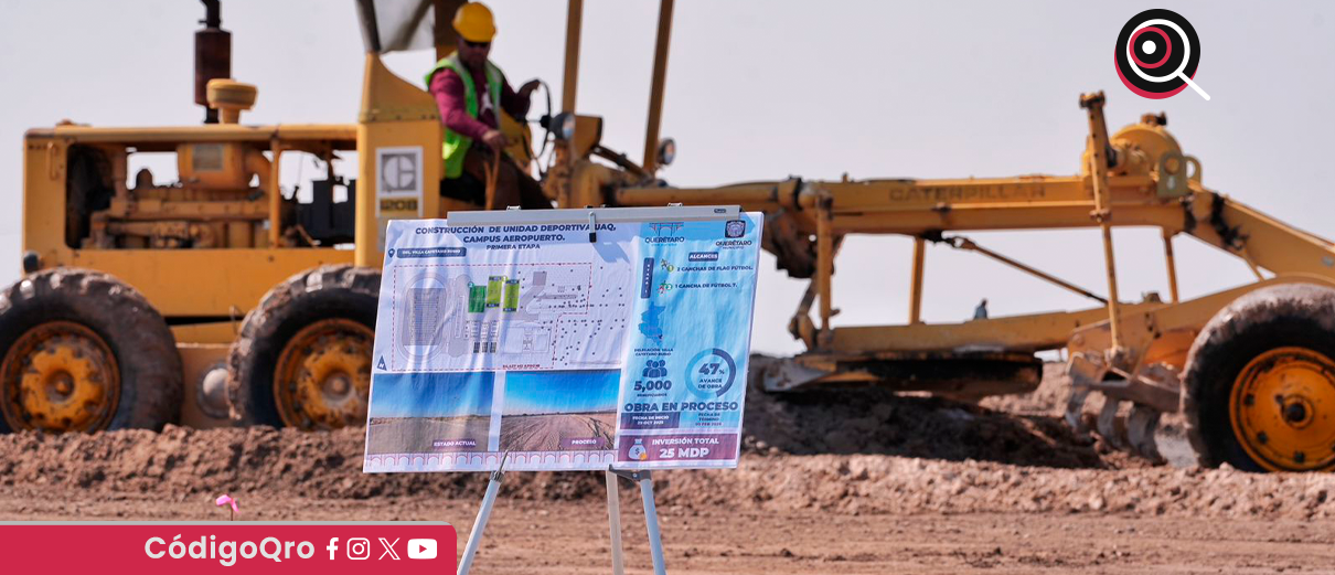 unidad deportiva, UAQ, campus Aeropuerto, avance, 47%, Felifer,