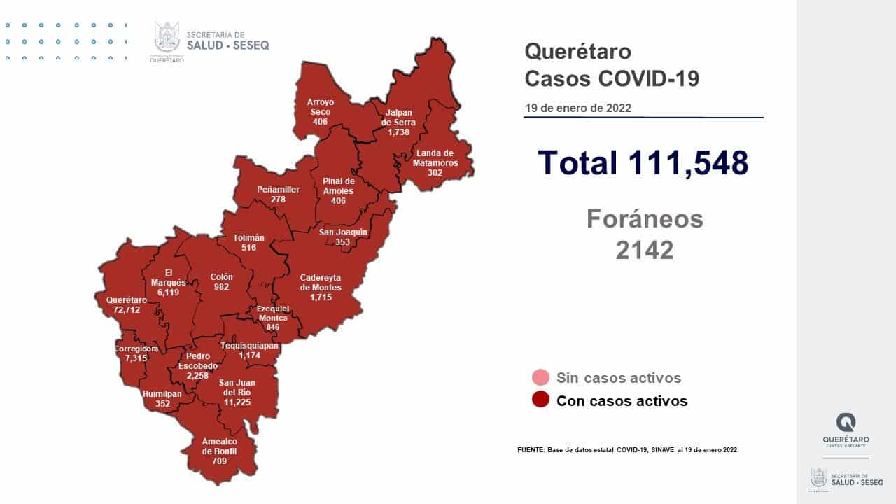 El estado de Querétaro tiene casos activos de COVID-19 en los 18 municipios. Foto: Especial