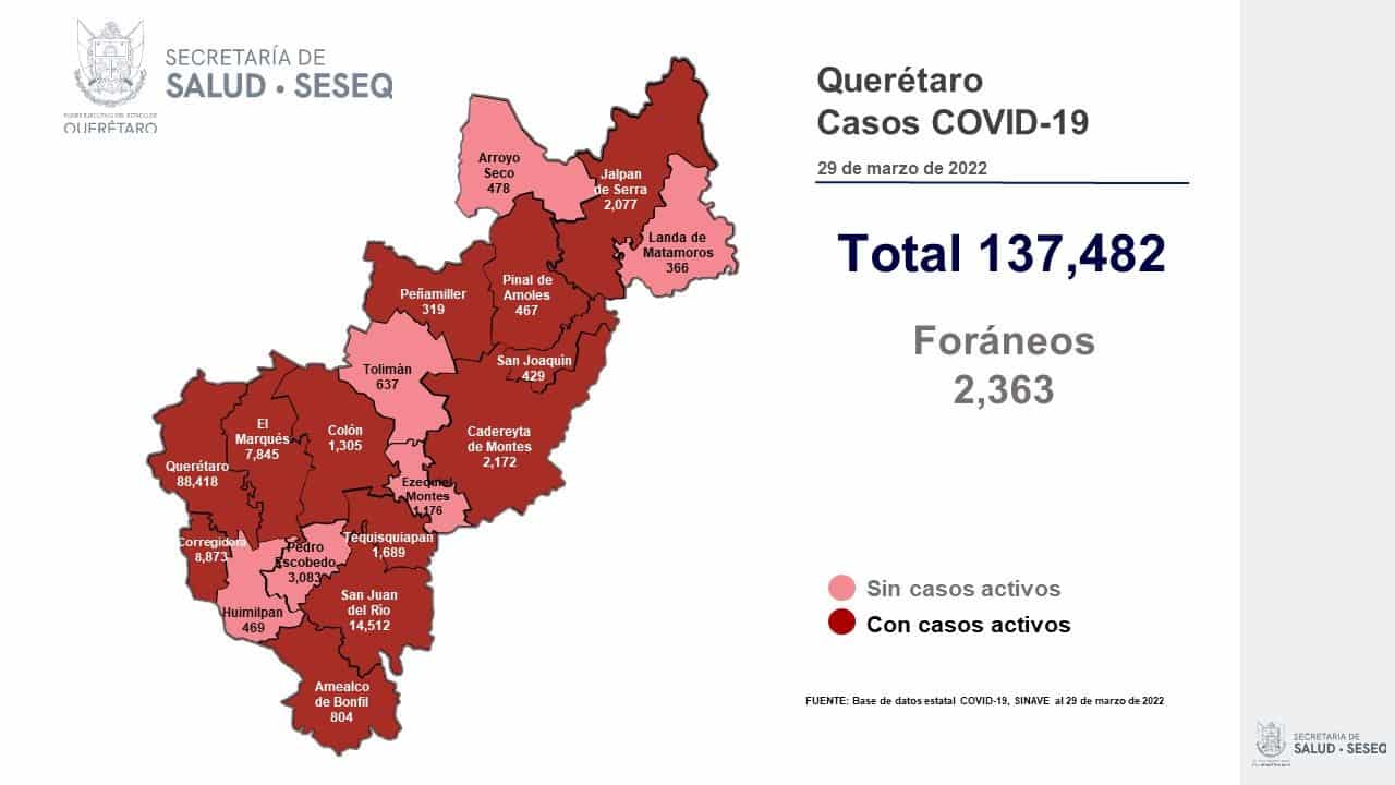 En el estado de Querétaro, 12 municipios tienen casos activos de COVID-19. Foto: Especial