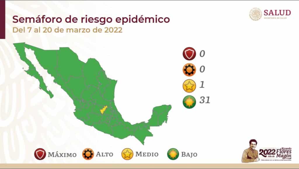 Semáforo de riesgo epidémico por COVID-19 del 7 al 20 de marzo. Foto: Especial