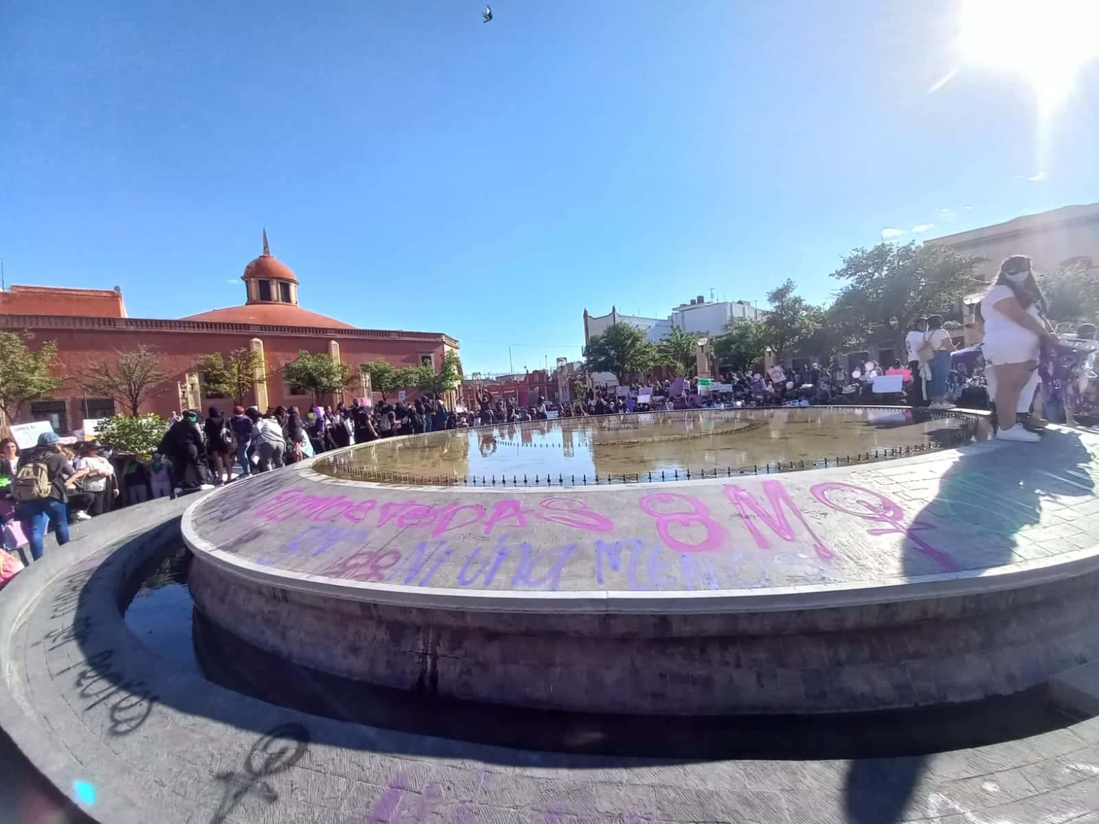 Feministas presentes en la Plaza de la Constitución