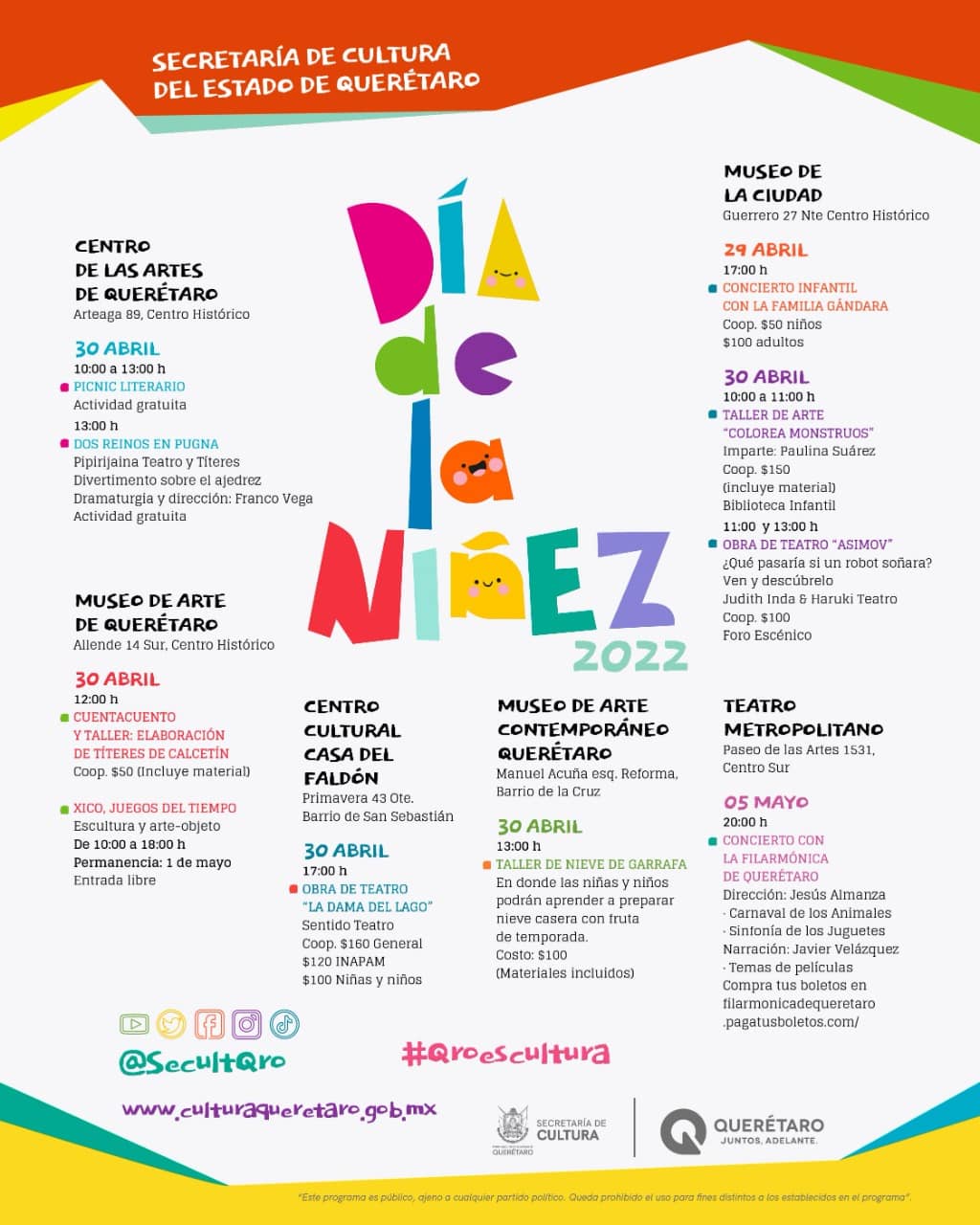 Actividades culturales con motivo del Día del Niña y de la Niña. Foto: Especial