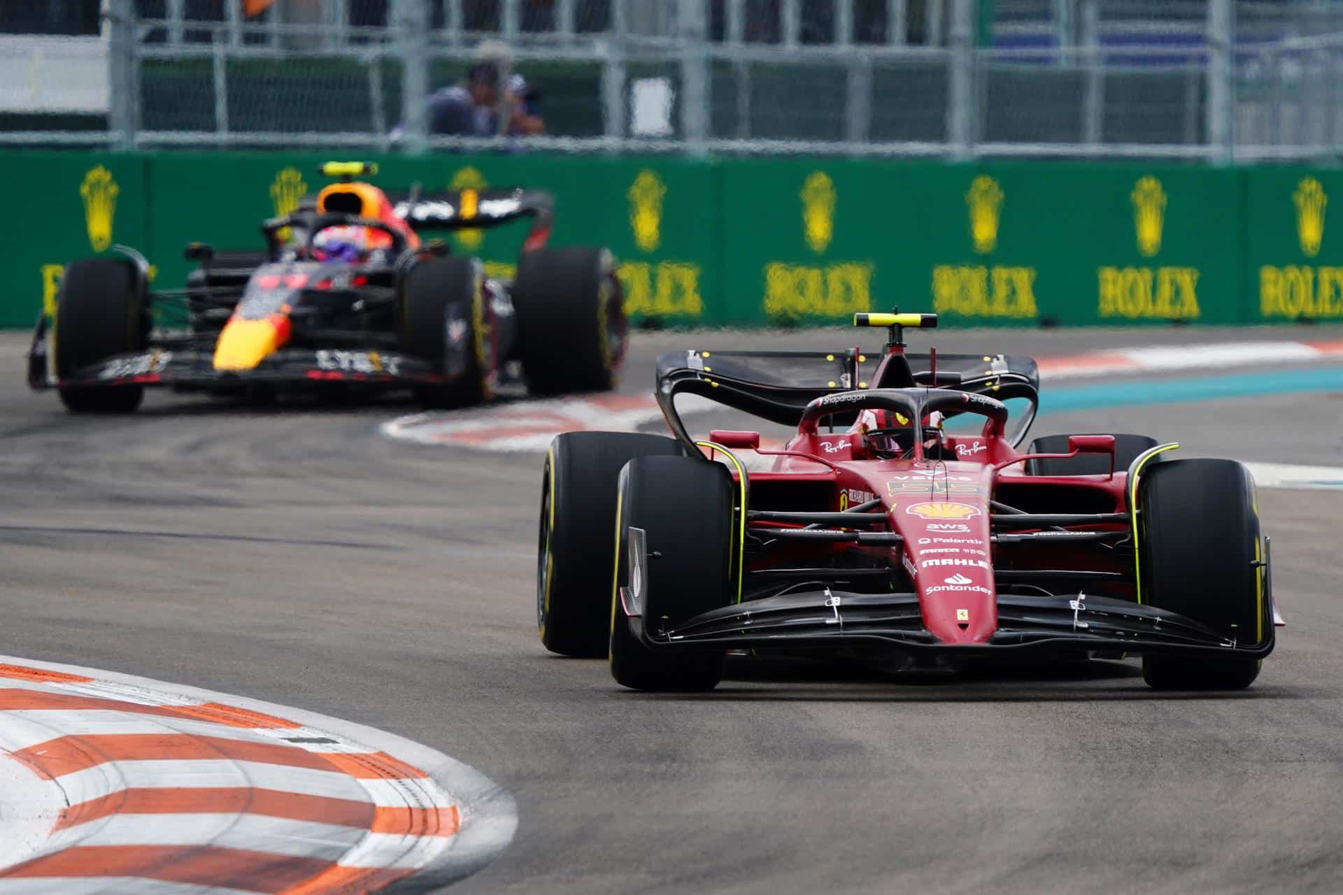 Detrás de Verstappen, Leclerc y Sainz; "Checo" finalizó cuarto en el Gran Premio de Miami. Foto: Agencia EFE