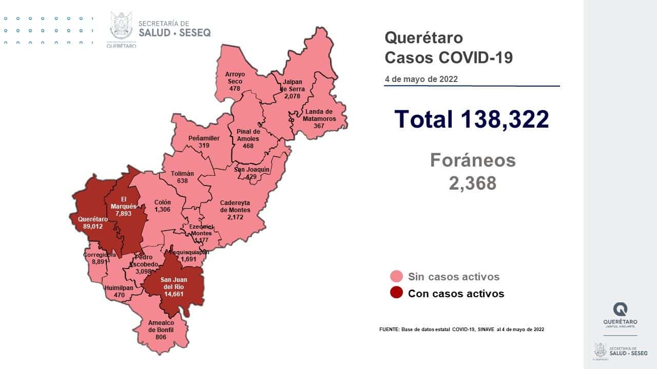 Los municipios de Querétaro, El Marqués y San Juan del Río tienen casos activos de COVID-19. Foto: Especial