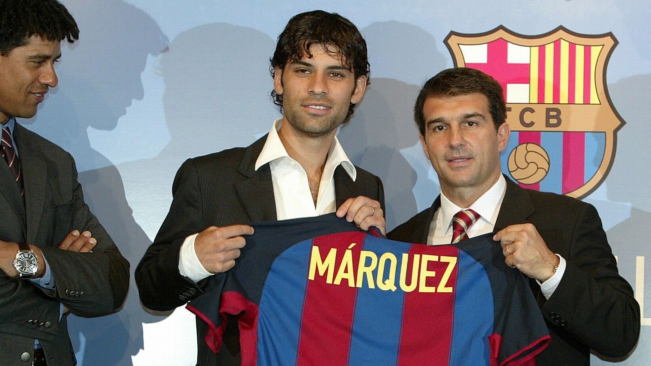 Rafael Márquez presentación con Barcelona 2003