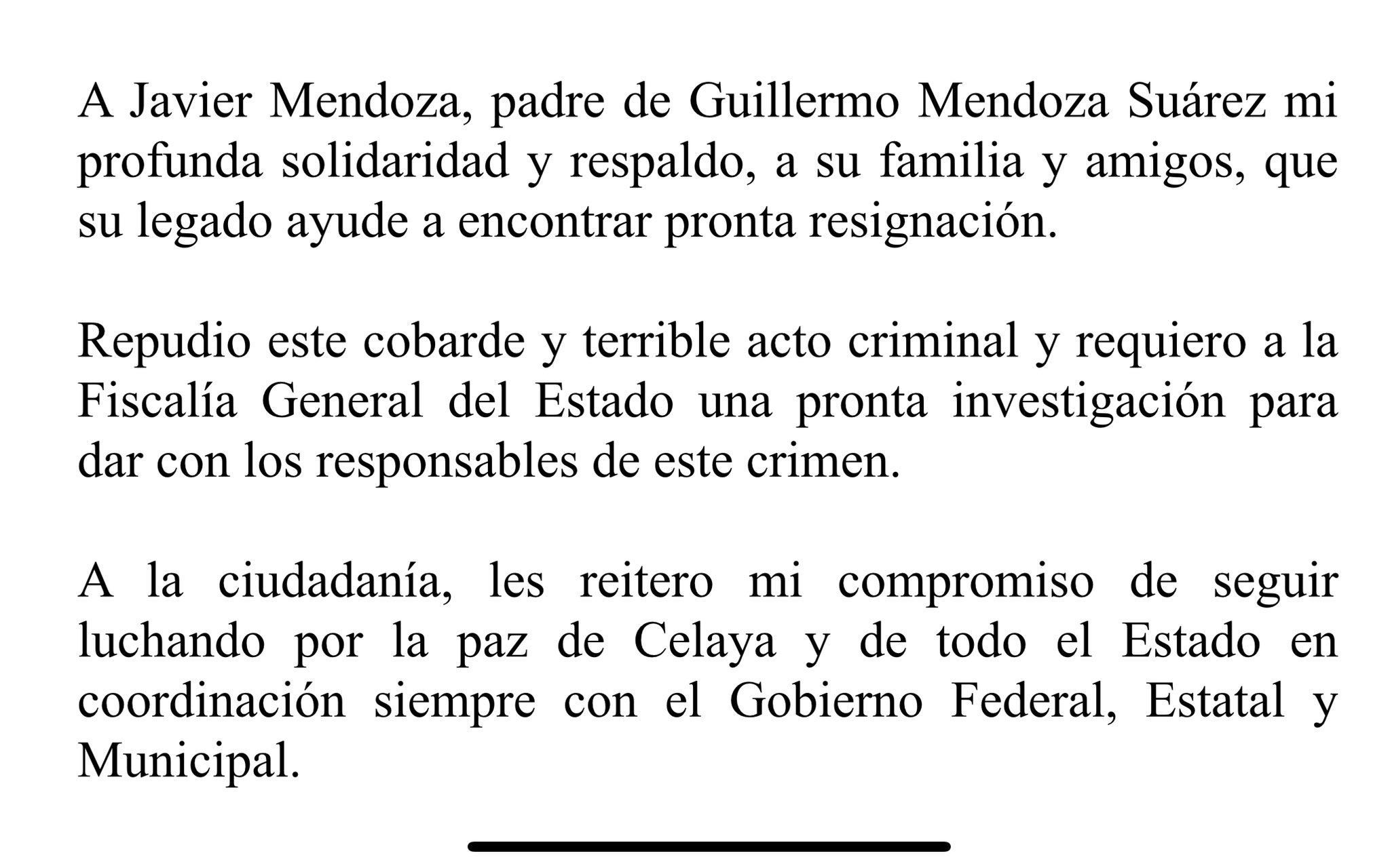 El gobernador de Guanajuato, Diego Sinhue Rodríguez, se solidarizó con el alcalde Javier Mendoza