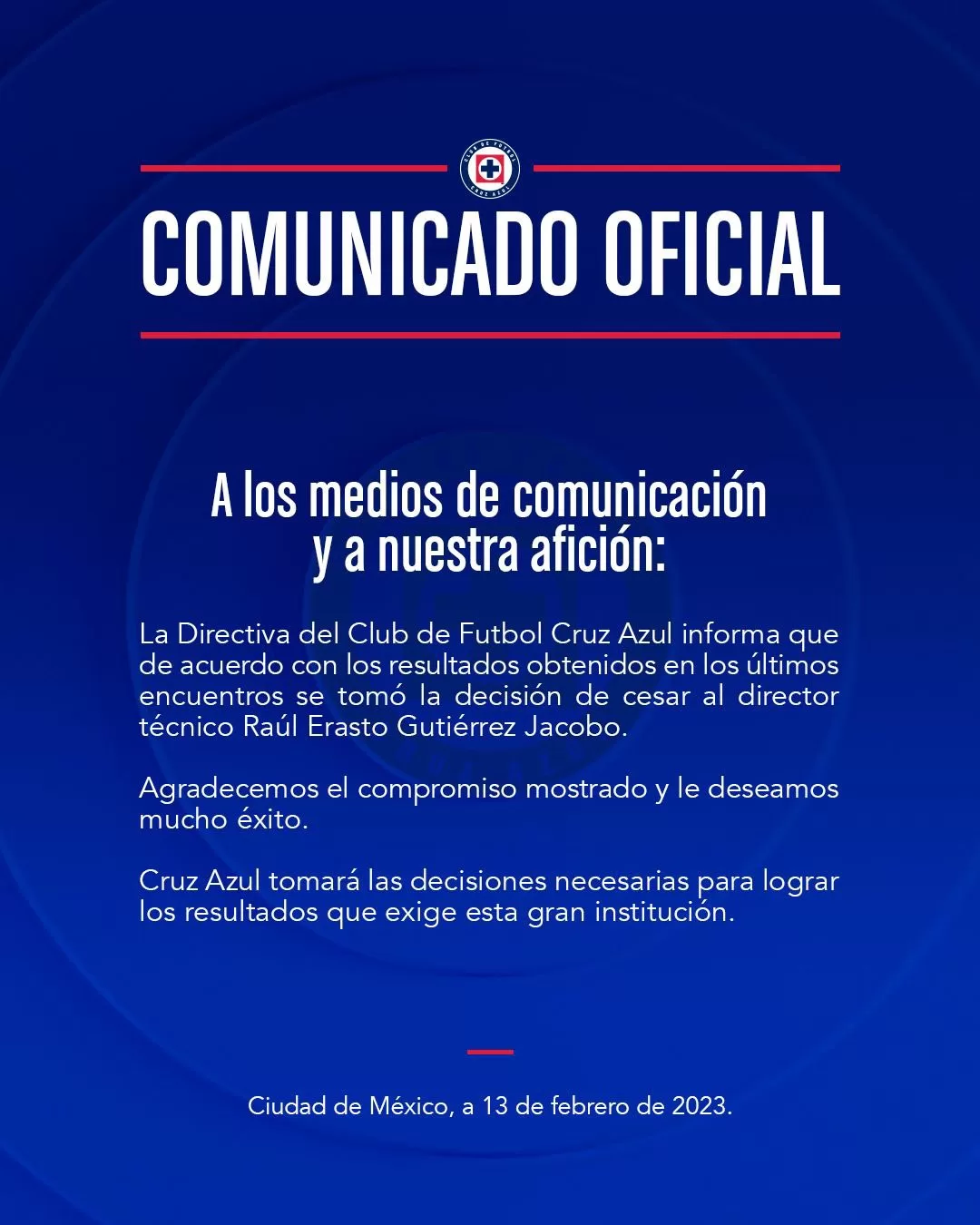 Cruz Azul anunció que Raúl el “Potro” Gutiérrez deja de ser técnico del equipo