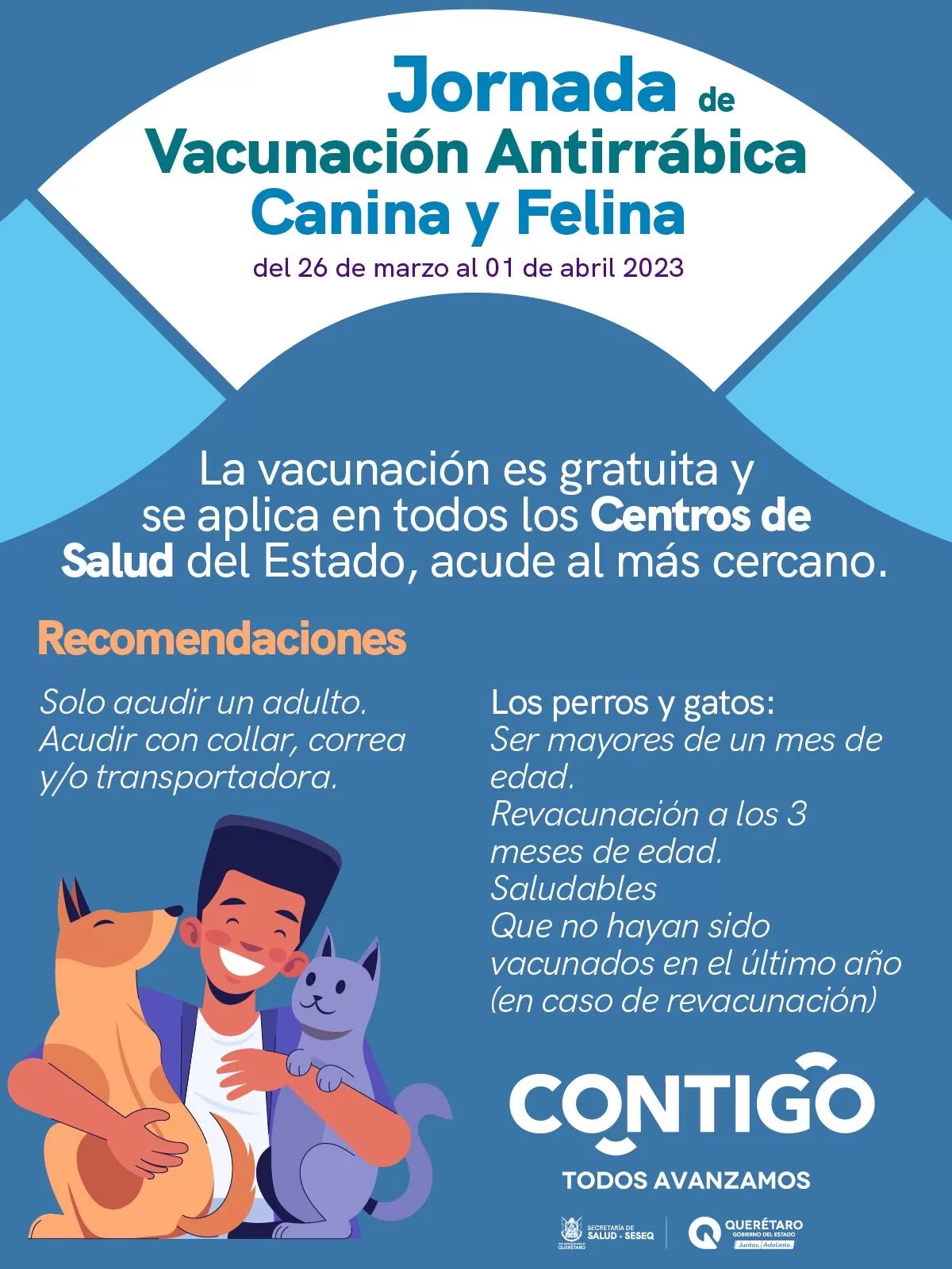 Anuncian la Jornada de Vacunación Antirrábica 2023 de perros y gatos. Foto; Especial