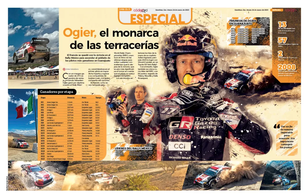 El piloto francés Sébastien Ogier se convirtió en el máximo ganador del Rally México