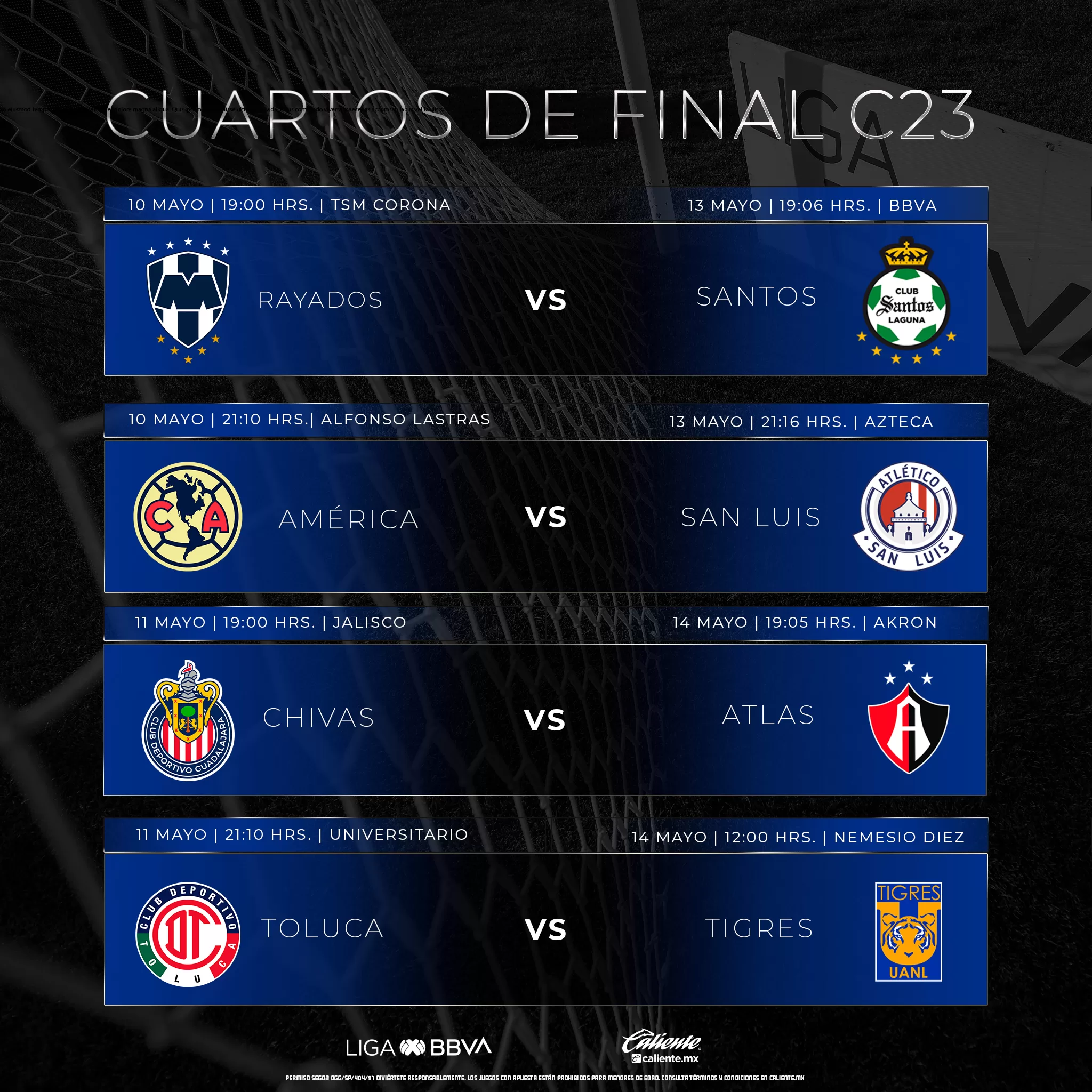 fechas y horarios para los cuartos de final del Clausura 2023