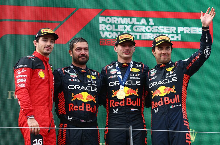 Podio del Gran Premio de Austria en el Red Bull Ring. Foto: Especial