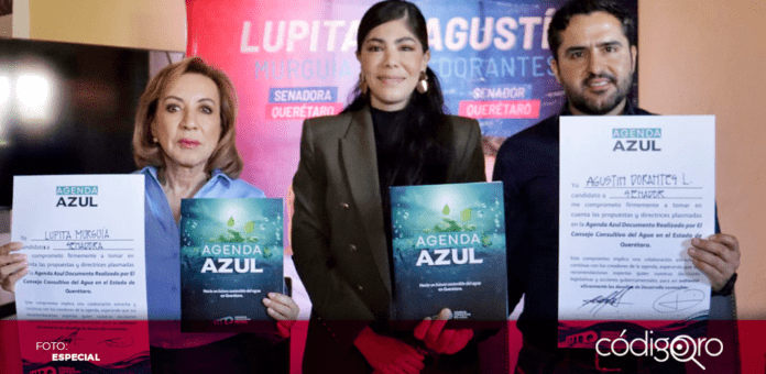 Los compañeros de fórmula para el Senado, Guadalupe Murguía y Agustín Dorantes, firmaron la Agenda Azul promovida por el Consejo Consultivo del Agua