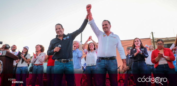 El exgobernador Francisco Domínguez acompañó al candidato común del PAN-PRI-PRD a la presidencia municipal de Colón, Manuel Montes. Foto: Especial