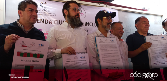 Cerca del 55% de las 208 candidaturas por mayoría relativa en Querétaro firmaron la Agenda Ciudadana Incluyente, informó la Confederación Queretana de Organizaciones Sociales