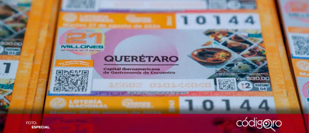 La Lotería Nacional lanzó un billete conmemorativo de Querétaro, capital iberoamericana de la gastronomía de encuentro. Foto: Especial