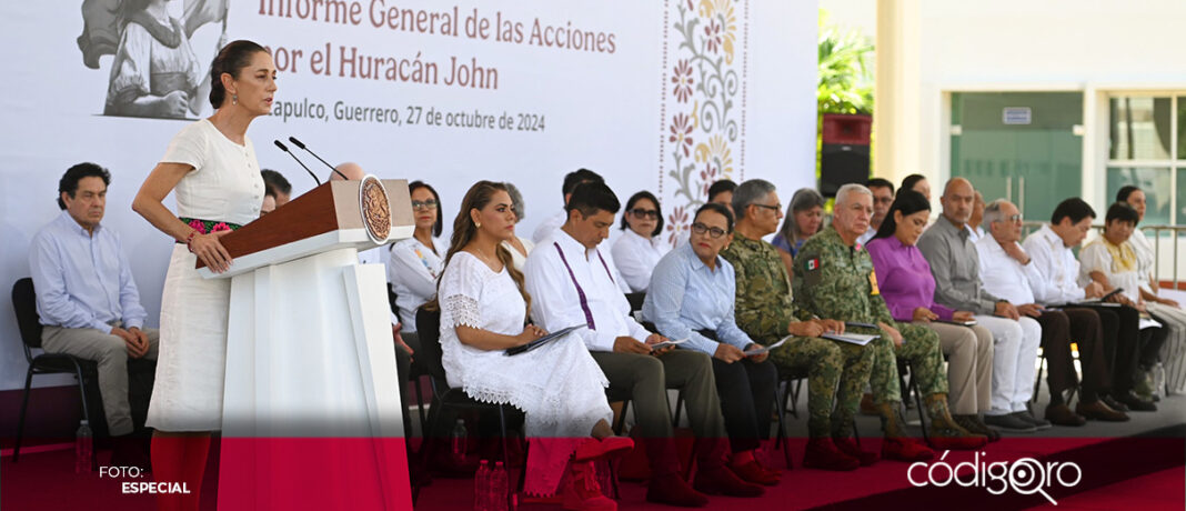 La presidenta Claudia Sheinbaum dio por terminada la emergencia por el huracán John. Foto: Especial