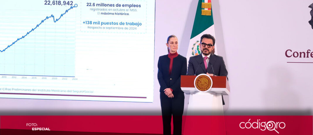 El titular del IMSS, Zoé Robledo, informó sobre un máximo histórico de puestos de trabajo. Foto: Especial