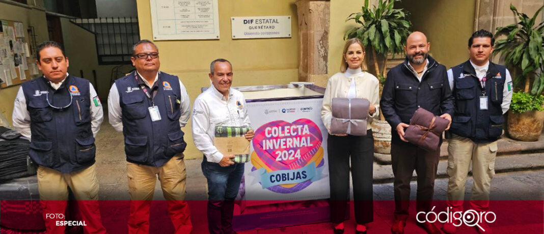 La Coordinación Estatal de Protección Civil de Querétaro se unió a la colecta invernal del DIF Estatal. Foto: Especial