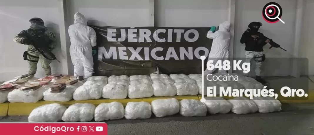 Fuerzas federales decomisaron más de 600 kilos de marihuana en El Marqués. Foto: Especial