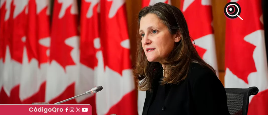 Chrystia Freeland anunció su candidatura para sustituir al primer ministro de Canadá, Justin Trudeau; los precandidatos deberán presentar sus respectivas candidaturas antes del 23 de enero. Foto: Especial