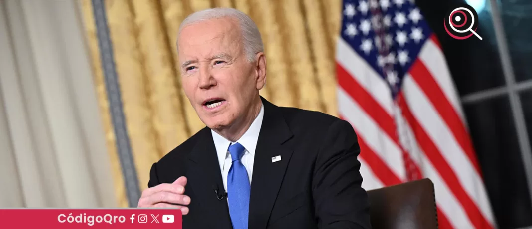 El presidente de Estados Unidos, Joe Biden, ofreció un discurso de despedida desde la Oficina Oval de la Casa Blanca. Foto: Agencia EFE