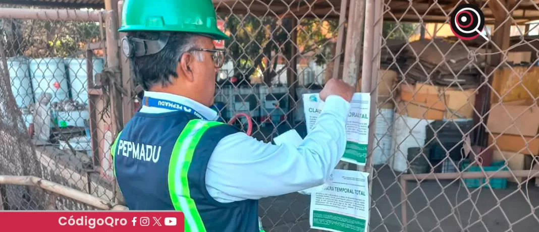 La Pepmadu clausuró una empresa en el municipio de San Juan del Río. Foto: Especial