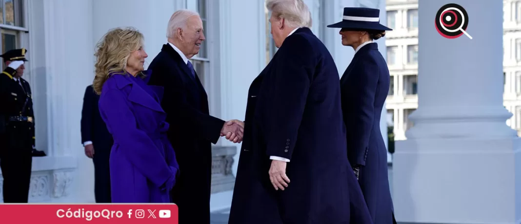 Los Trump y los Biden se tomaron un té en la Casa Blanca antes de desplazarse juntos al Capitolio