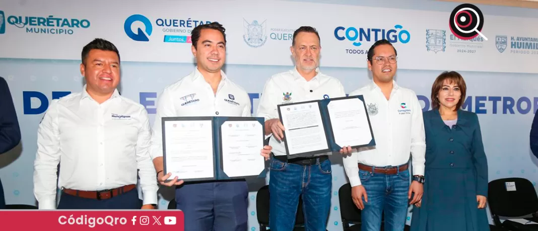 Con el objetivo de atender acciones de seguridad pública y soluciones conjuntas, Querétaro, El Marqués, Corregidora y Huimilpan firmaron un convenio para crear el Cabildo Metropolitano. Foto: Especial