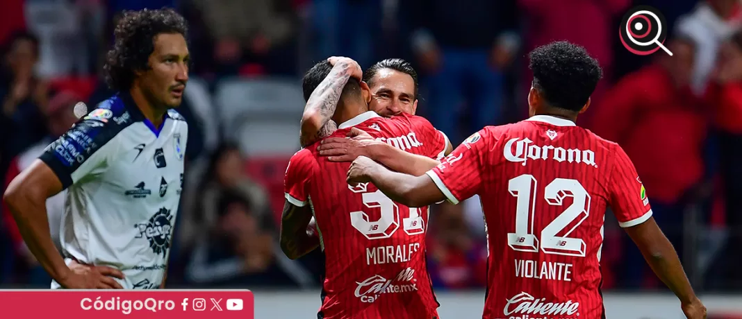 Los Diablos Rojos de Toluca golearon 5-0 a los Gallos Blancos de Querétaro. Foto: Mexsport