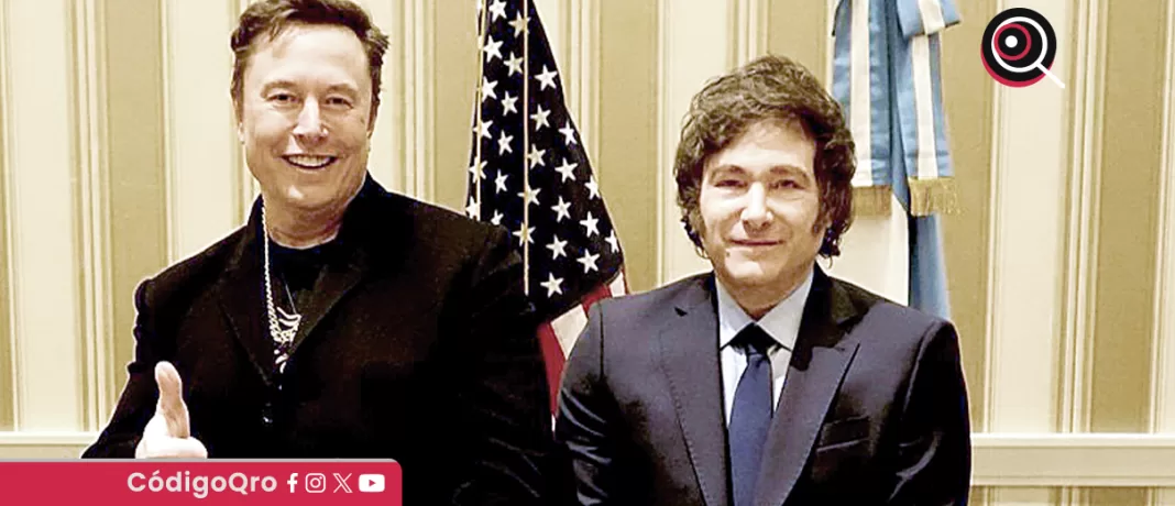 El presidente de Argentina, Javier Milei y el magnate Elon Musk se reunieron ayer a las afueras de Washington, en la Conferencia de Acción Política Conservadora. Foto: Especial